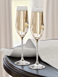 Crystal Champagne Glasses by Vindi Design. Crystal Champagne Flutes, set of 2, plus Gift Box, Black.