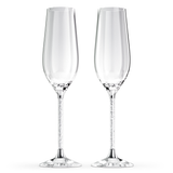 Crystal Champagne Glasses by Vindi Design. Crystal Champagne Flutes, set of 2, plus Gift Box, Black.